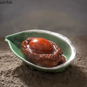 Креативная керамическая обеденная тарелка в форме раковины морского ушка, ресторанная десертная тарелка, тарелка для суши, фирменная посуда молекулярной кухни