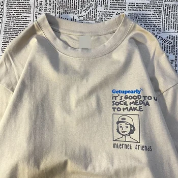 Летняя свободная футболка Y2k большого размера, женская футболка с буквенным принтом, эстетичная футболка с короткими рукавами  