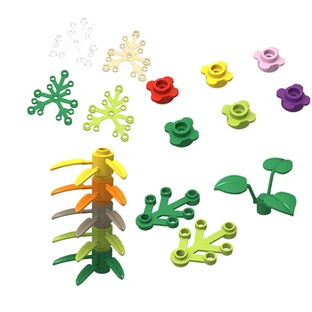Маленькие Детали Строительного блока Растение Широколистный Клевер Цветы и деревья Листья с 6 Отверстиями Совместимы с Игрушками Lego 6255 2423