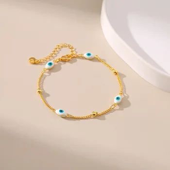 Металлический браслет с цепочкой из 18-каратного золота с медным покрытием, Универсальная Романтическая мода, Модные Аксессуары, Подарки для голубых глаз на день рождения
