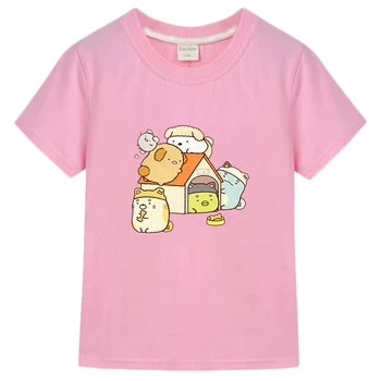Милая футболка Sumikko Gurashi с рисунком Каваи, Детская одежда, Футболка Унисекс, Модный повседневный топ с рисунком Для мальчиков, Летние футболки Для девочек