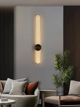 Минималистский настенный светильник, Прикроватная лампа для спальни 2023, Современная минималистская вилла, Решетка для гостиной, полоса для прохода, Фоновая стена, Настенный светильник