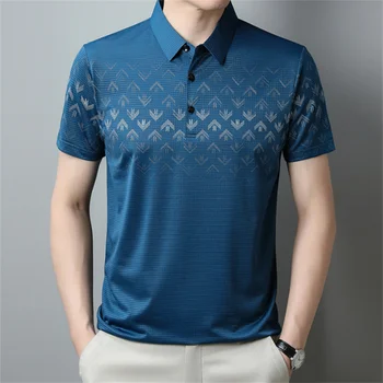 Модная мужская рубашка-поло для гольфа с коротким рукавом, Летняя полосатая футболка в стиле пэчворк, Повседневная дышащая мужская футболка, Мужская