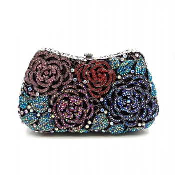Модные женские туфли сумочка для вечерней вечеринки с бриллиантами элегантные кошельки роскошный клатч для новобрачных свадебная вечеринка роза цветок кристалл кошельки сумка
