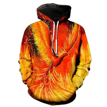 Модные мужские толстовки Fire Phoenix Bird с 3D принтом Flaming Phenix, женские толстовки с капюшоном, уличная одежда, Пуловеры, толстовки с капюшоном, одежда