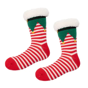 Модные рождественские носки-слипоны, осень-зима, очень толстые нескользящие носки с начесом в горошек, рождественские носки-слипоны в пол