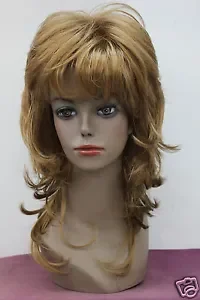 модный светло-клубничный блондинистый многослойный синтетический женский полный парик средней длины