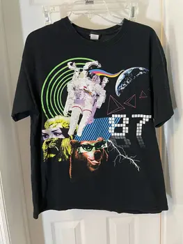 Мужская футболка Mad Engine большого размера с изображением астронавта MTV 1987 года, черная футболка с рисунком