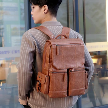 Мужской деловой рюкзак 2023, новый модный компьютерный рюкзак, кожаная сумка для студентов колледжа большой емкости, модная мужская сумка для студентов колледжа