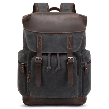 Мужской кожаный рюкзак Nerlion из вощеного холста, рюкзак для ноутбука, 17,3-дюймовый рюкзак, винтажный рюкзак для путешествий