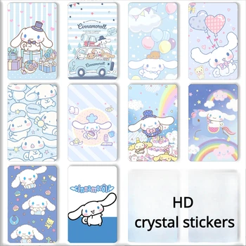 Наклейка с изображением мультфильма Sanrio, наклейка с кристаллами Kuromi Cinnamoroll HD, подходящая для карточки питания, карточки автобуса, наклейки с кристаллами