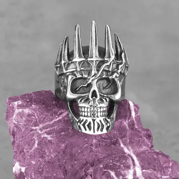 Новое креативное винтажное кольцо с черепом Викинга, мужское кольцо из нержавеющей стали, обалденное кольцо, Велосипедный мальчик, Модные украшения с привидениями, Подарок Оптом