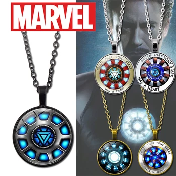 Новое ожерелье с драгоценными камнями Marvel Iron Man Heart Time, женское Поли Энергетическое модное стеклянное ожерелье с подвеской, Модная цепочка для свитера в стиле ретро