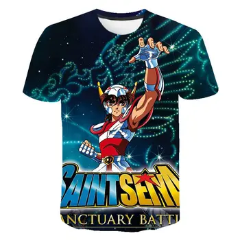 Новые летние футболки с 3D-принтом, уличная одежда Saint Seiya для мальчиков и девочек, детская мода, повседневная мужская Женская детская футболка с коротким рукавом, аниме