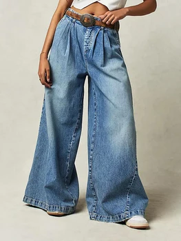 Новые модные женские мешковатые джинсы, Модные джинсовые брюки средней посадки с широкими штанинами, Повседневные уличные брюки, Клубный Уличный стиль, Горячая распродажа