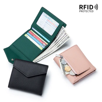 Новый женский кошелек с несколькими слотами для карт RFID, Ультратонкий короткий клатч, модная сумка большой емкости