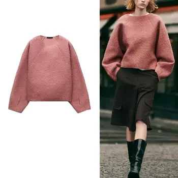 Новый женский универсальный повседневный простой ленивый пуловер-свитер