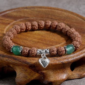 Оайитский буддийский браслет Бодхи для мужчин, натуральный зеленый браслет с подвеской в виде любви, расшитый бисером, для женщин, браслет для молитвы Рудракша