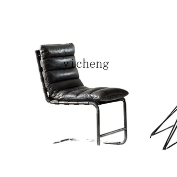 Обеденный стул XL из натуральной кожи, ретро-стул из воловьей кожи первого слоя Iron Brazil, креативный рабочий стул