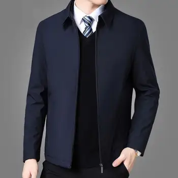 Однотонная мужская куртка, деловой пиджак, мужской костюм, пальто, планка на молнии, защита от морщин, Длинный рукав, защита от морщин, мужская повседневная куртка