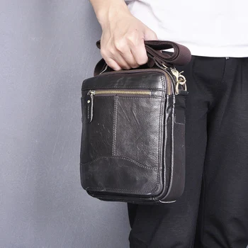 Оригинальная мужская модная повседневная сумка-тоут из натуральной кожи, дизайнерская сумка-ранец через плечо, 8-дюймовый планшет для мужчин 145-c