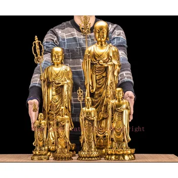ОЧЕНЬ ХОРОШАЯ ВЫСОКАЯ фигура Будды Бодхисаттвы Кшитигарбхи # Буддийский ученик Защита ДОМА и семьи ФЭН-ШУЙ медная статуя 24 СМ