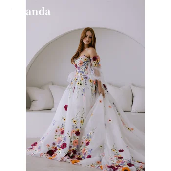 Платье для выпускного вечера из Тюлевой ткани с Кружевной вышивкой Amanda Flowers Со Съемным Шлейфом vestidos de fiesta Без Бретелек Трапециевидной формы