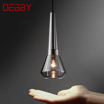 Подвесной светильник DEBBY Nordic из латуни, современный, креативный, хрустальный, дымчато-серый светильник-люстра для домашней спальни