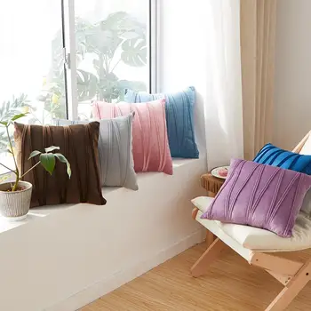 Полосатая наволочка с застежкой-молнией, современная квадратная подушка, стильные плюшевые чехлы для подушек для домашнего декора, спальни, дивана с застежкой-молнией.