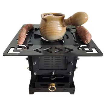 Походная печь, Дровяная печь для быстрого нагрева, Металлическая печь для приготовления чая и угля, Многоцелевая Ветрозащитная дровяная печь для наружного / домашнего использования
