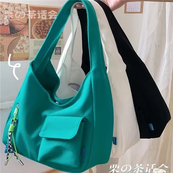 Простая женская сумка через плечо 2022, новая нейлоновая сумка в японском стиле, женская сумка-тоут, сумки для школьниц большой емкости, Bolso Mujer