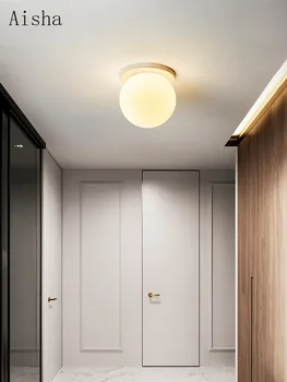 Простой светодиодный потолочный светильник, стеклянный потолочный светильник для дома, лампа для входа на крыльцо, гардероб, коридор, украшение дома