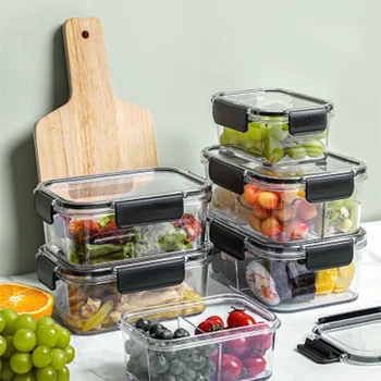 Разделяемый ланч-бокс С крышкой, Ящик для хранения в холодильном отделении, Коробка для Бенто с фруктами и овощами, Прозрачная коробка для хранения свежих продуктов