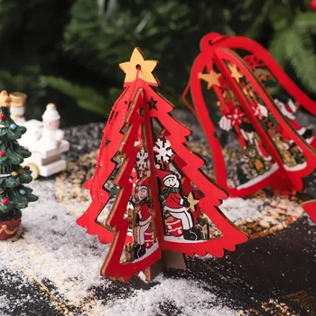 Рождественский 3D колокольчик, Снежинка, Пятиконечная звезда, подвески ручной работы, Рождественская елка, Деревянные подвесные украшения, С Рождеством, подарок Санты