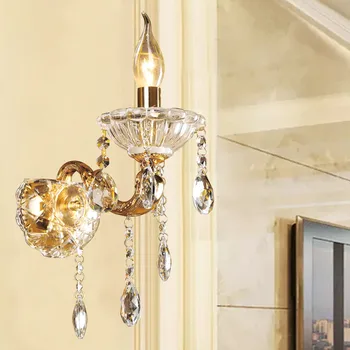 Роскошный настенный светильник K9 Gold с кристаллами, Свеча, Светодиодные лампы E14, 1/2 шт., Современный настенный светильник из хрустального стекла для декора освещения спальни