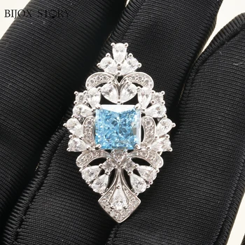 Сверкающее ожерелье из стерлингового серебра 925 пробы с 2-каратным синим цветом, креативные ожерелья с бриллиантами, женские подарки для вечеринок Оптом