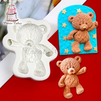 Силиконовая форма для медвежонка в виде животного, Принадлежности для украшения детского торта на день рождения, Инструмент для выпечки, Инструмент для торта