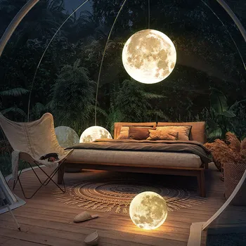 Скандинавская современная креативная люстра Full Moon в стиле ретро, художественная люстра Ball Moon для украшения дома, лампы