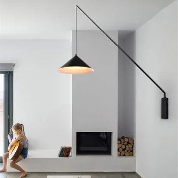 Скандинавские промышленные настенные светильники Простая спальня Современная креативная удочка Лампа с длинным поворотным рычагом настенная лампа для чтения