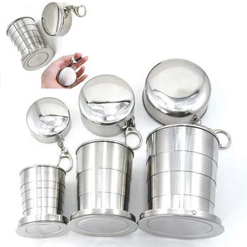 Складная чашка из нержавеющей стали, Чайные чашки, Чайная посуда, походная посуда, складная чашка, Походная посуда, выдвижные чашки