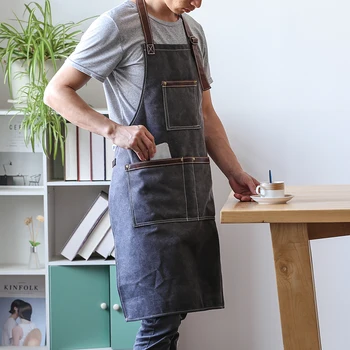 Фартук Кухонный Винтажный Парикмахерский Фартуки для мужчин Регулируемые фартуки для женщин с карманами для инструментов
