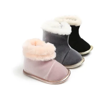 Хлопчатобумажные ботинки для новорожденных, толстая бархатная обувь для маленьких девочек, теплые короткие ботинки для маленьких мальчиков, Детская обувь для кроватки на мягкой подошве, Предпроходец