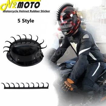 Черная наклейка на мотоциклетный шлем с ирокезом и шипом, Крутая байкерская палка-воин, резиновая полоска, лезвие для мотопил в стиле Flame Wave