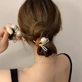 Элегантная и прочная жемчужная высокоэластичная акриловая резинка, женская веревка для волос, простое кольцо для волос, повязка на голову, Новые аксессуары для волос