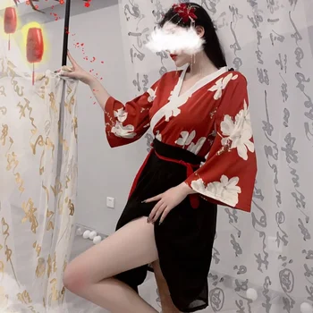Японское кимоно, традиционная юбка, модный комплект сексуального нижнего белья с высокой талией, классическая ролевая игра, женские танцы, улучшенные древние костюмы